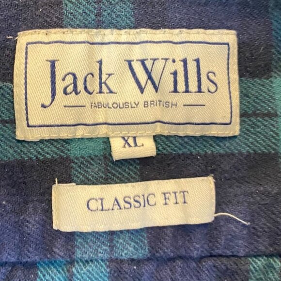Jack Wills Mens Shirt XL Blackwatch Green & Navy Plaid Classic Fit Button-Up - Picture 3 of 11